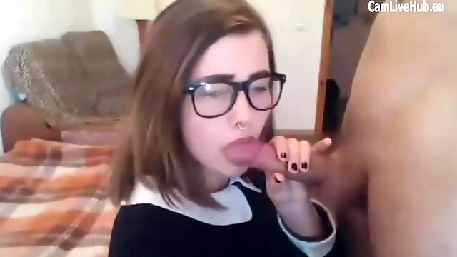 Nerdy teen cant stop sucking hard cock pt1