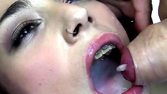 Alma swallows 64 huge mouthful cum loads