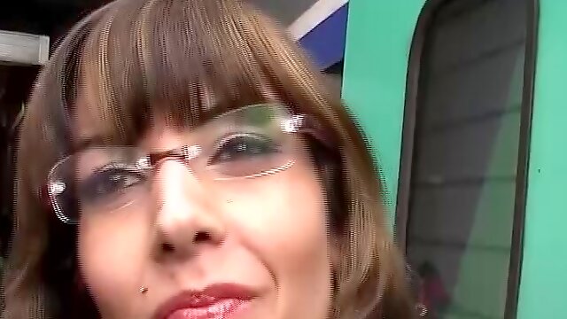 French Milf with glasses picked up from train for her first big cock anal video tape