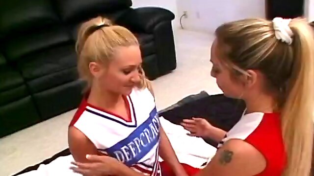 Blonde cheerleader in uniform having her anal screwed hardcore