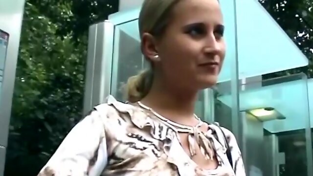 Cute german teen picked up on street for her first porn video tape