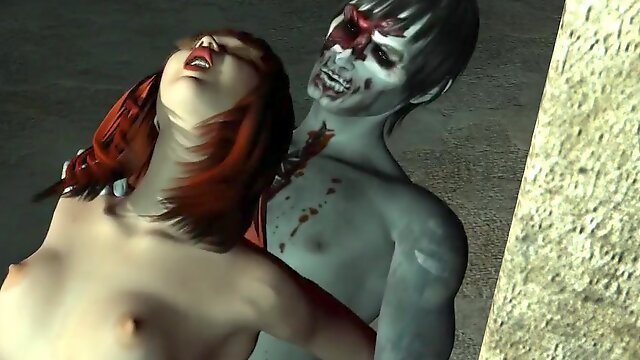 Foxy 3D Redhead Having Rough Sex with a Zombie