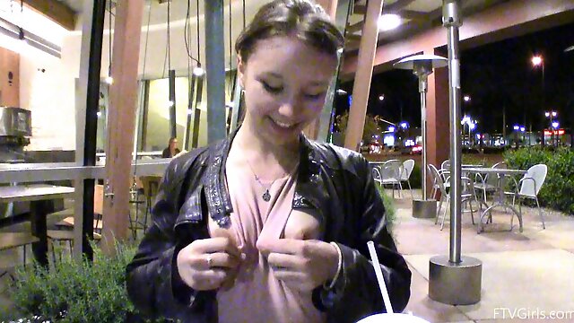 Public flashing and stripping with this super cute teen