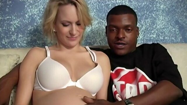 BBC fucks the pregnant white girl and cums on her face