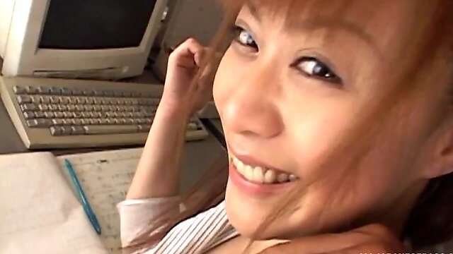 Asian office lady Hina Aizawa gets banged with a pussy toy