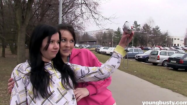 Girls meet at the bus stop, got home together and fuck