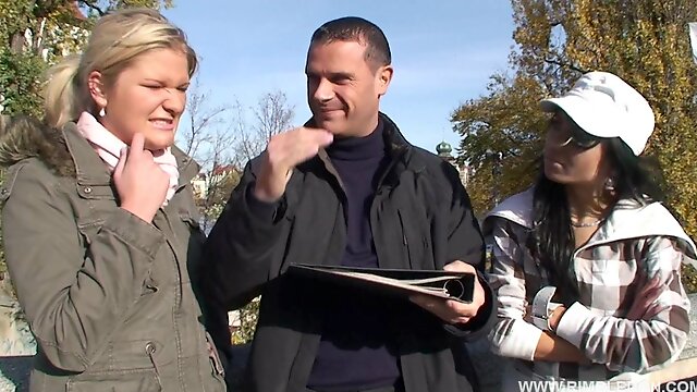 He takes advantage of two anal whores and uses them hard