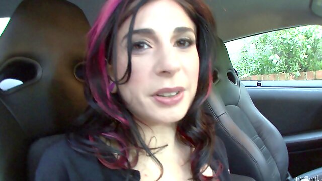 Joanna Angel is so horny she fingers herself in the car