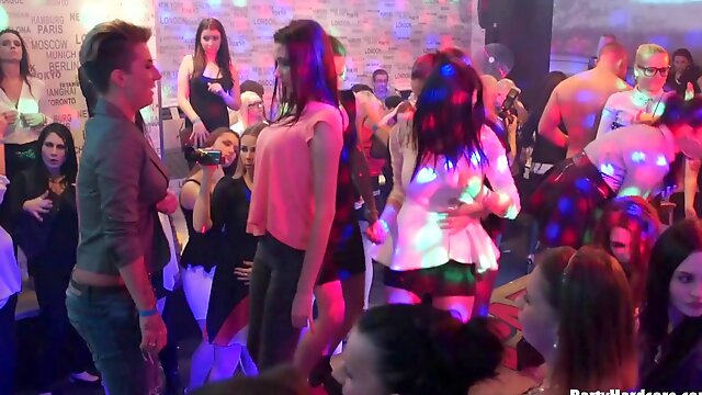 Party girls getting crazy with male strippers at a club