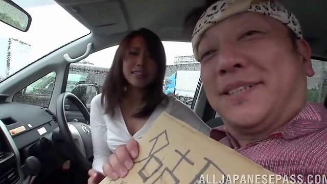 This Asian MILF shows you are never to old to fuck in a car