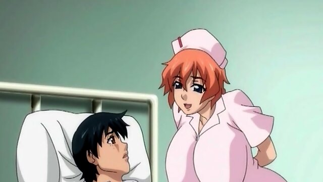 Busty hentai nurse sucks and rides cock in anime video