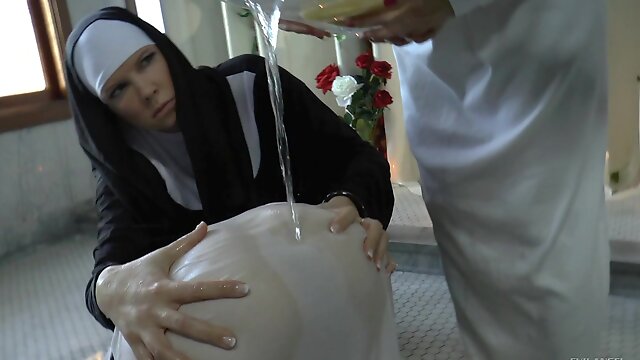 Salacious nuns find a dildo and go lesbian playing with it