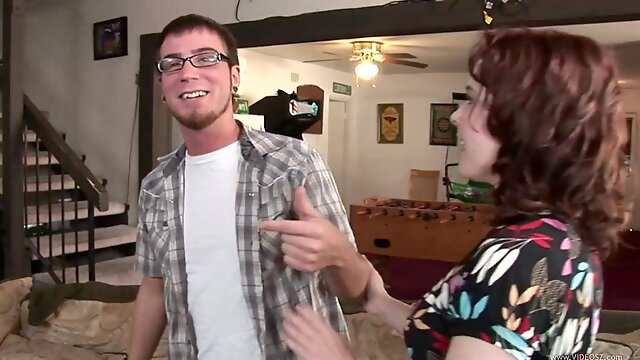 Desirable ginger MILF Mae Victoria gets fucked by cocky nerd