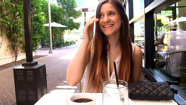 Delicious Nicole Talks About Sex In A Restaurant Outdoors