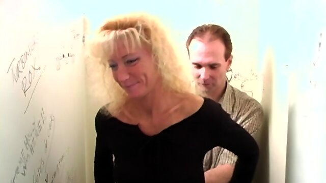 Blonde MILF Sucks A Big Cock In A Gloryhole And Gets Touched