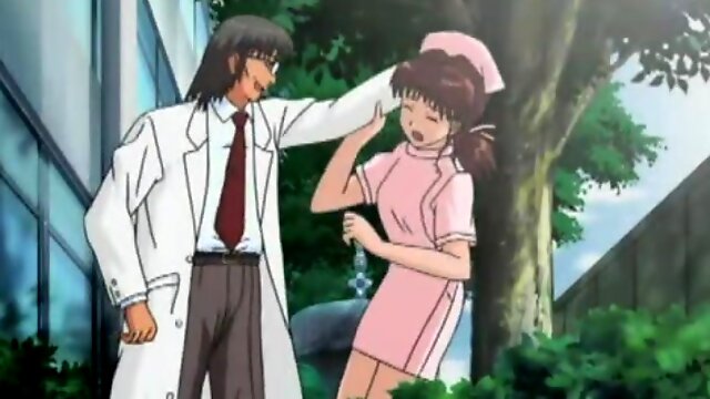 Anime nurse is fucked by a doctor out side of the hospital