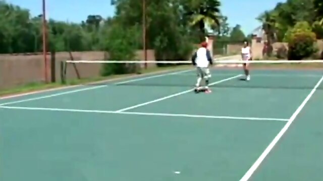 Busty MILF plays tennis and gets fucked doggystyle