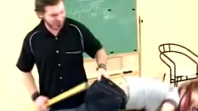 Sexy redhead teens spanked by her teacher in class