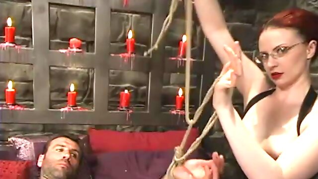 Claire Adams enjoys pulling some dude by the cock in BDSM scene