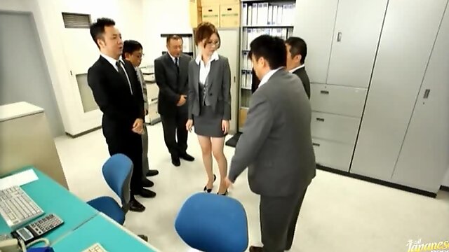 Bukkake Gangbang In The Office For a Sexy Asian Secretary