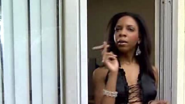 Sexy and Bossy Ebony Kat Stephens Smoking a Joint