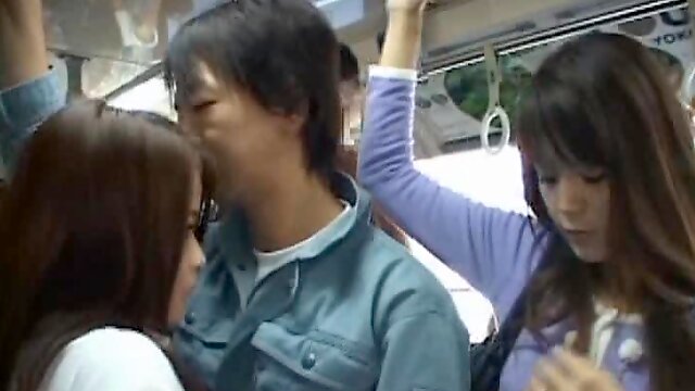 Gorgeous Asian Giving a Blowjob in a Crowded Bus
