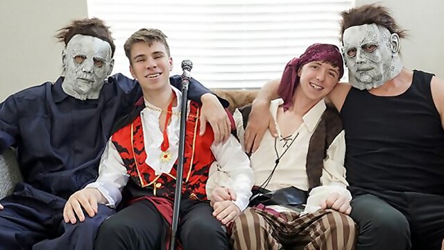 Daddies Johnny Hill and Pierce Paris swap stepsons on Halloween