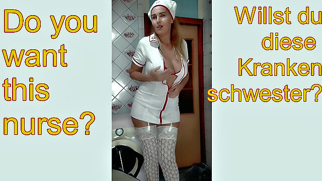 Today Lukerya is a sexy but not a young nurse in open red sh