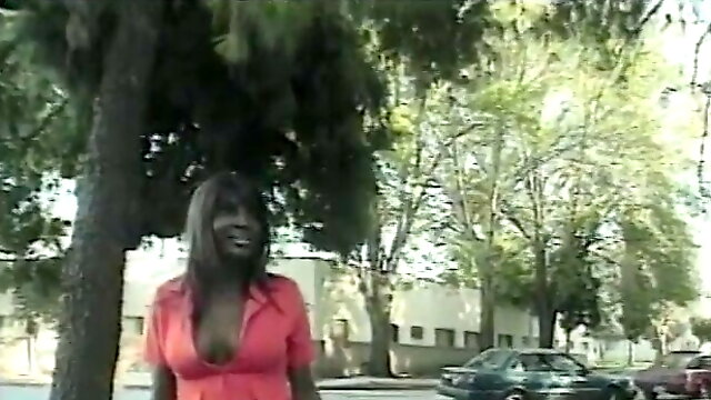 Black beautiful tranny is ready to get naked and give  blowy