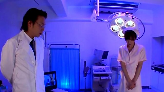 Naughty Japanese nurse Mai Hanano gets pleasured by the doctor