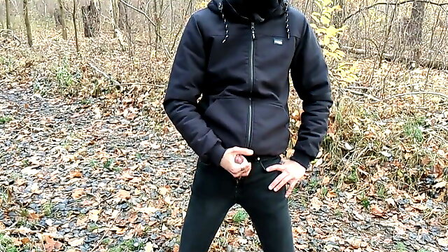 Risky outdoor masturbation and pissing in woods and car