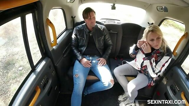 Sexy blonde widow got it hard in the taxi