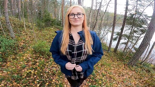 Redhead Girl Trip To The Forest To Watch Autumn Leaves Ended Up In Sucking Dick And Fucked