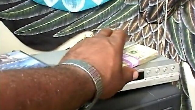 Black guy pumps her black pussy with a cock 