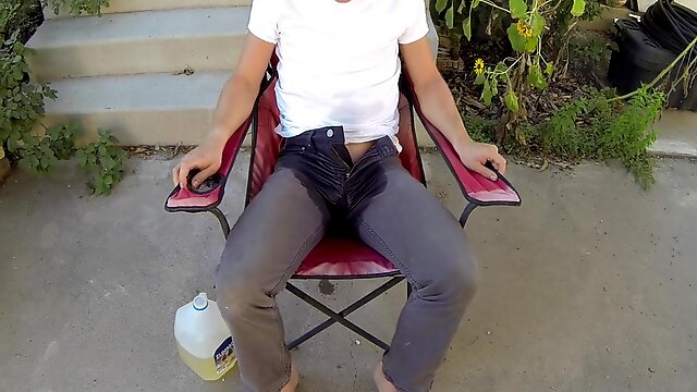 Wetting And Pouring A Jug Of Piss On Myself + Tasting My Cum