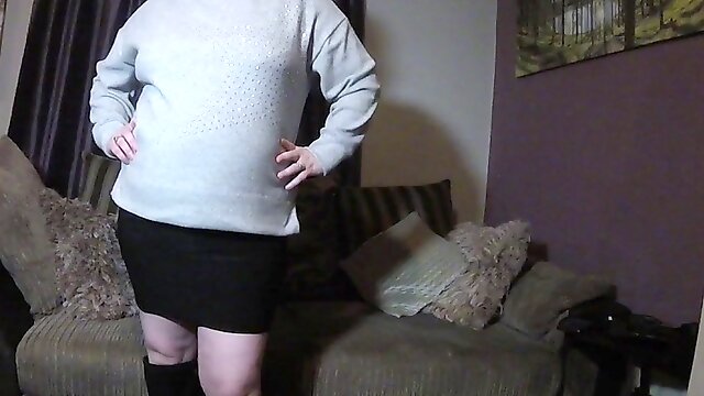 MILF Undressing in Knee Boots with big tits and ass