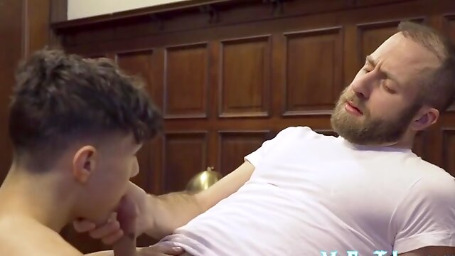 Seduced Twink Sucks Off Bearded Stepdad Before Barebacking