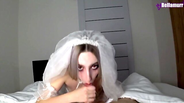 Busty vampire sexy bride suck the big dick and fucked by dick