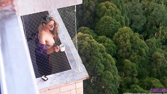 Watching My Latina Neighbor Getting Horny In Her Balcony!! Teaser