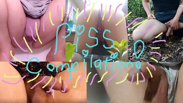 Compilation Pissing, Piss And Cum, Public Cum, Trans Pee