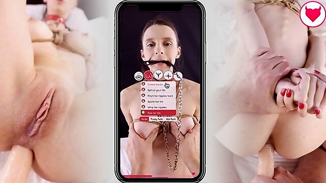 Hundred of actions, BDSM porn simulator with French Pauline Cooper as your little slave !