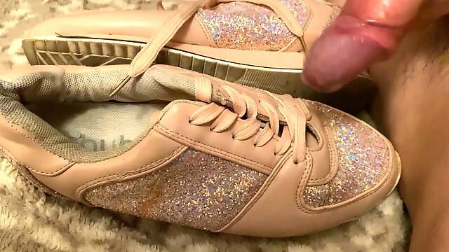 Cum on pink girl sneakers 