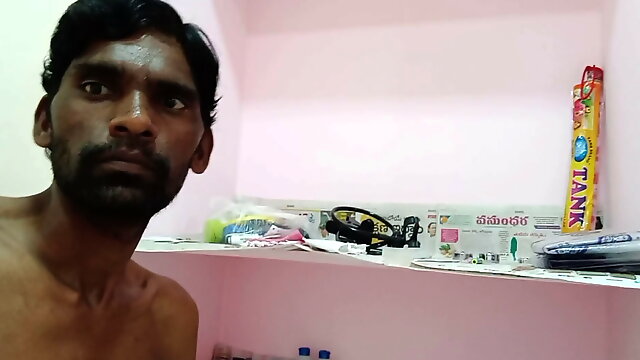 Rajesh home tour, showing the house, masturbating dick and cumming in the bathroom