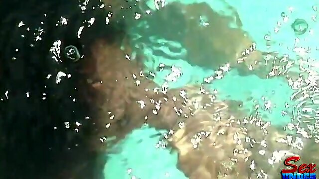 Underwater blowjob and hardcore sex with slutty brunette