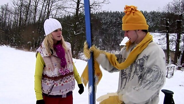 Hardcore fucking after skiing with a stunning blonde girlfriend