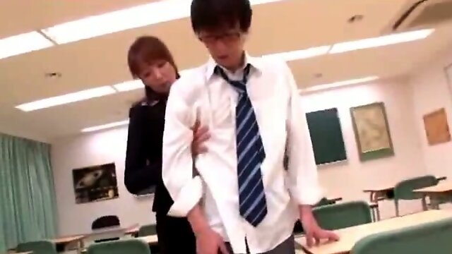 Teacher Giving Handjobs For 2 Schoolguys In The Classroom