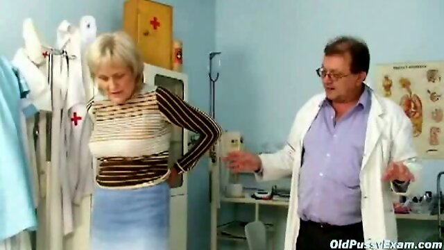Mature old Brigita getting pussy exam from experienced gyno doctor