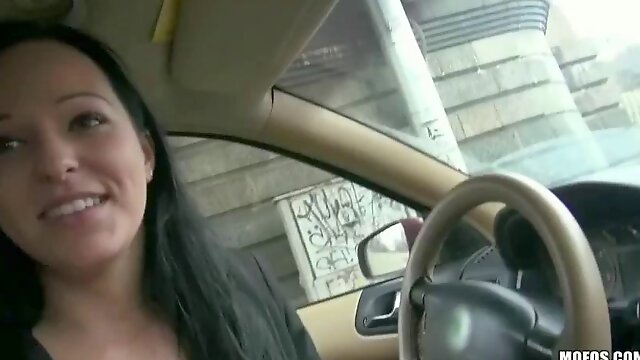 Natali Blue fucked in public inside taxi