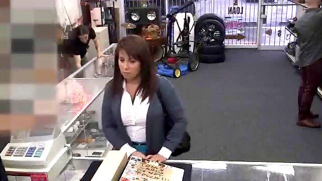 Pawn shop milf sells herself to the shop