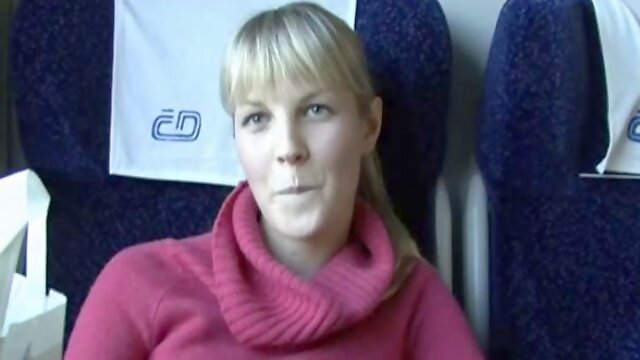 Fucking on a train with hot blonde